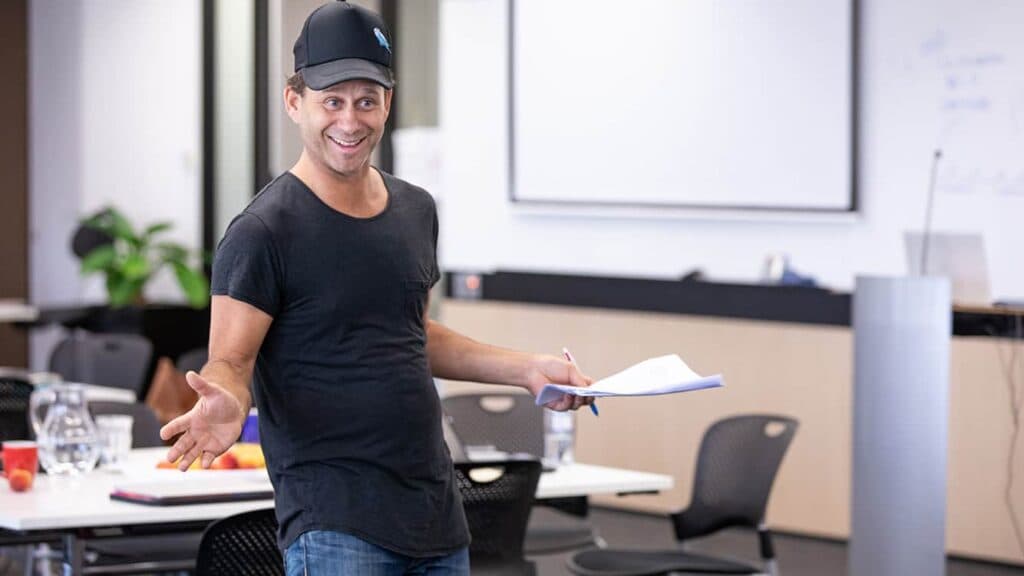 Eran Thomson presenting to a University of Sydney MBA class
