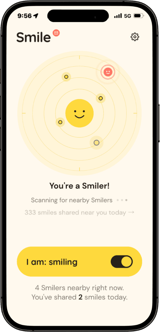 Smile radar screen — scanning for nearby Smilers
