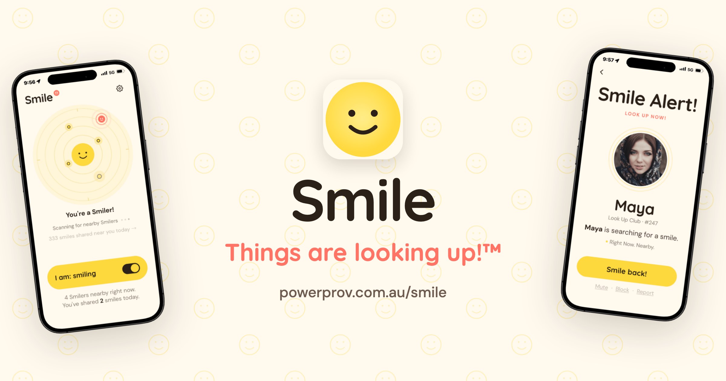 Smile - The app that gets people to look up from their phones and share a smile.